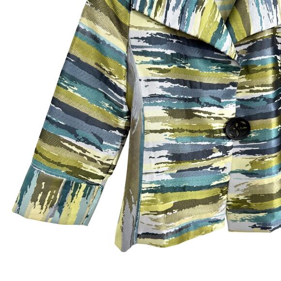 IC by Connie K Sz Small Green Wearable Art to Wear Blazer Blouse Shirt Top - Picture 4 of 8
